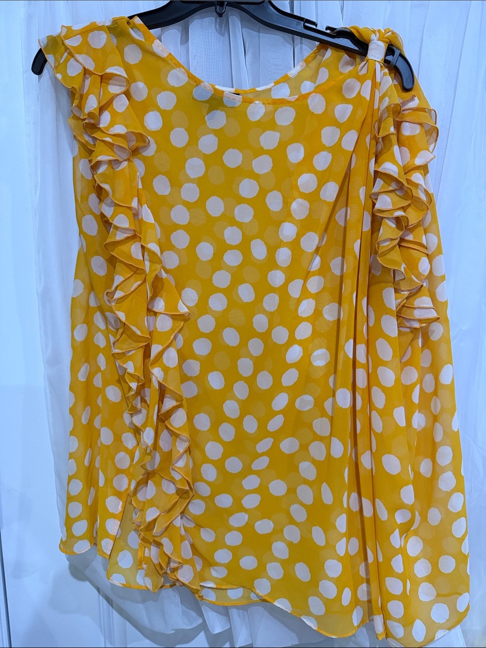 Lane Bryant Women’s Yellow Polka Dot Ruffle Blouse